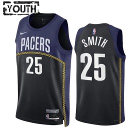 Camiseta Niños NBA Indiana Pacers Jalen Smith 25 2022-23 Nike City Edition Negro Navy Swingman